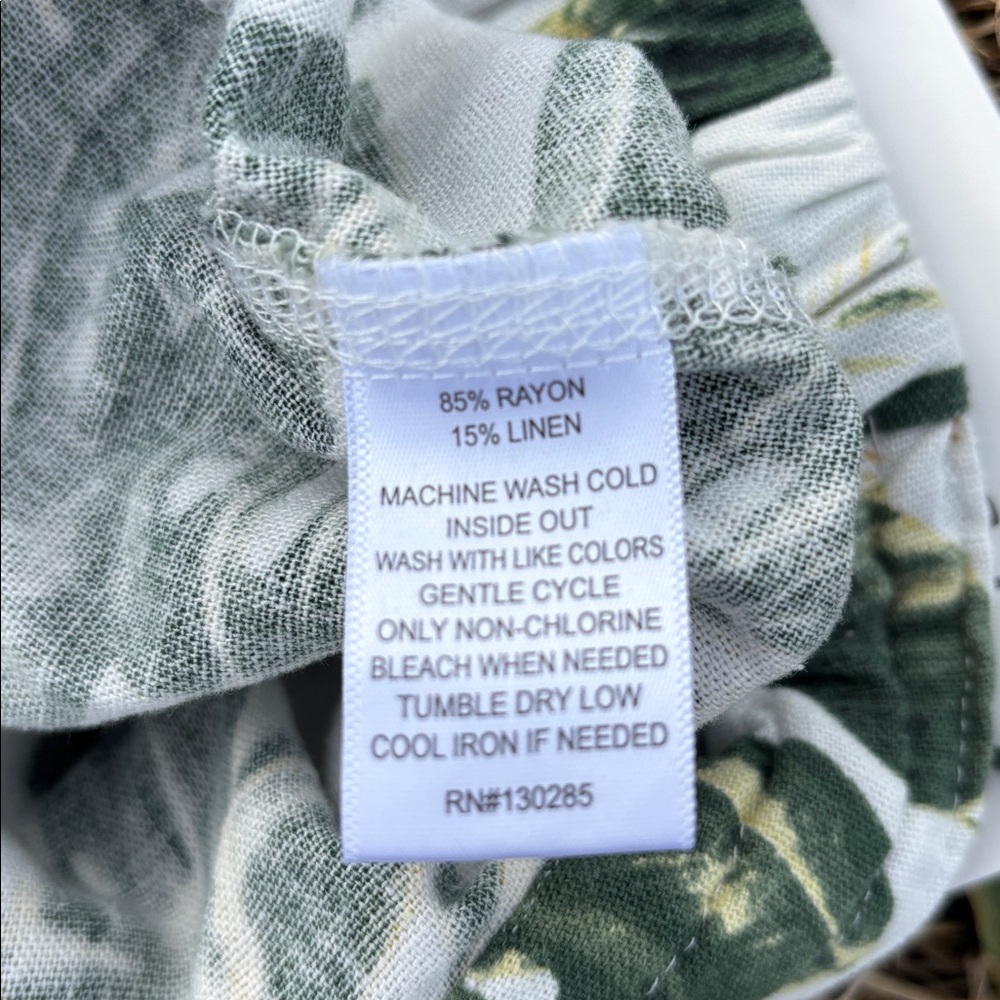 NWT Per Se Tropical Leaves Washable Rayon Linen Blend Capris Cropped Pants 3X 1X - Picture 13 of 16